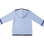 Toggle Coat with Hood - Light Blue with Navy Piping