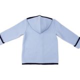 Toggle Coat with Hood - Light Blue with Navy Piping