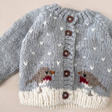 Robin Cardigan Baby Kid Winter Holiday Christmas Sweater: Bowie Grey / XS 6-12m