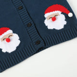 Navy Blue Christmas Santa Knit Cardigan