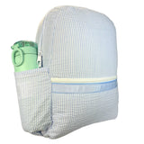 Baby Blue Seersucker Medium Backpack w/ Pocket | Mint