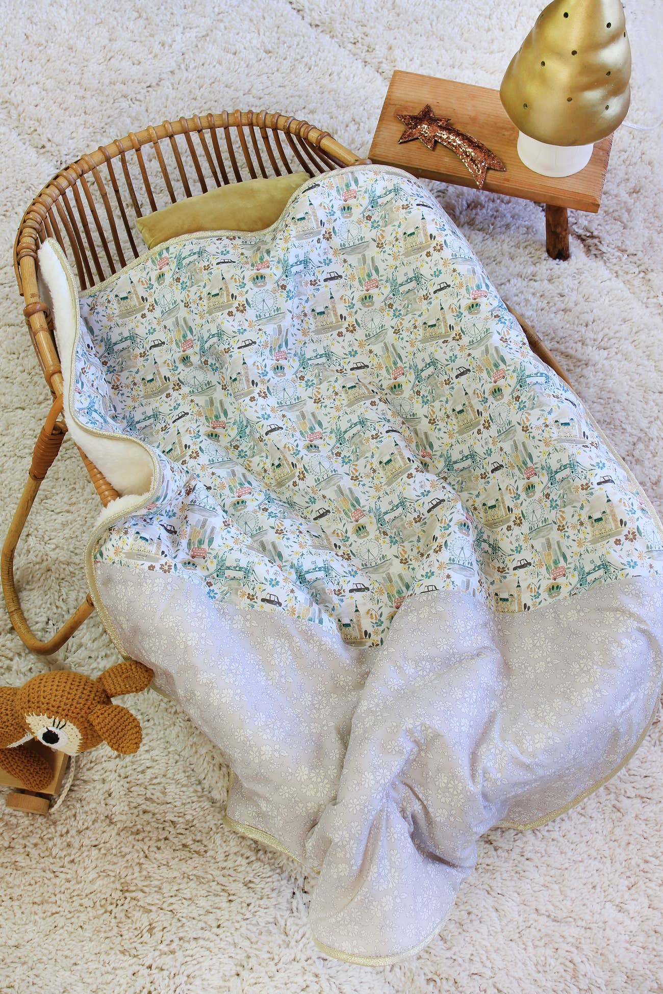 Baby blanket Liberty® fabric and fleece: GUS