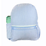 Baby Blue Seersucker Medium Backpack w/ Pocket | Mint
