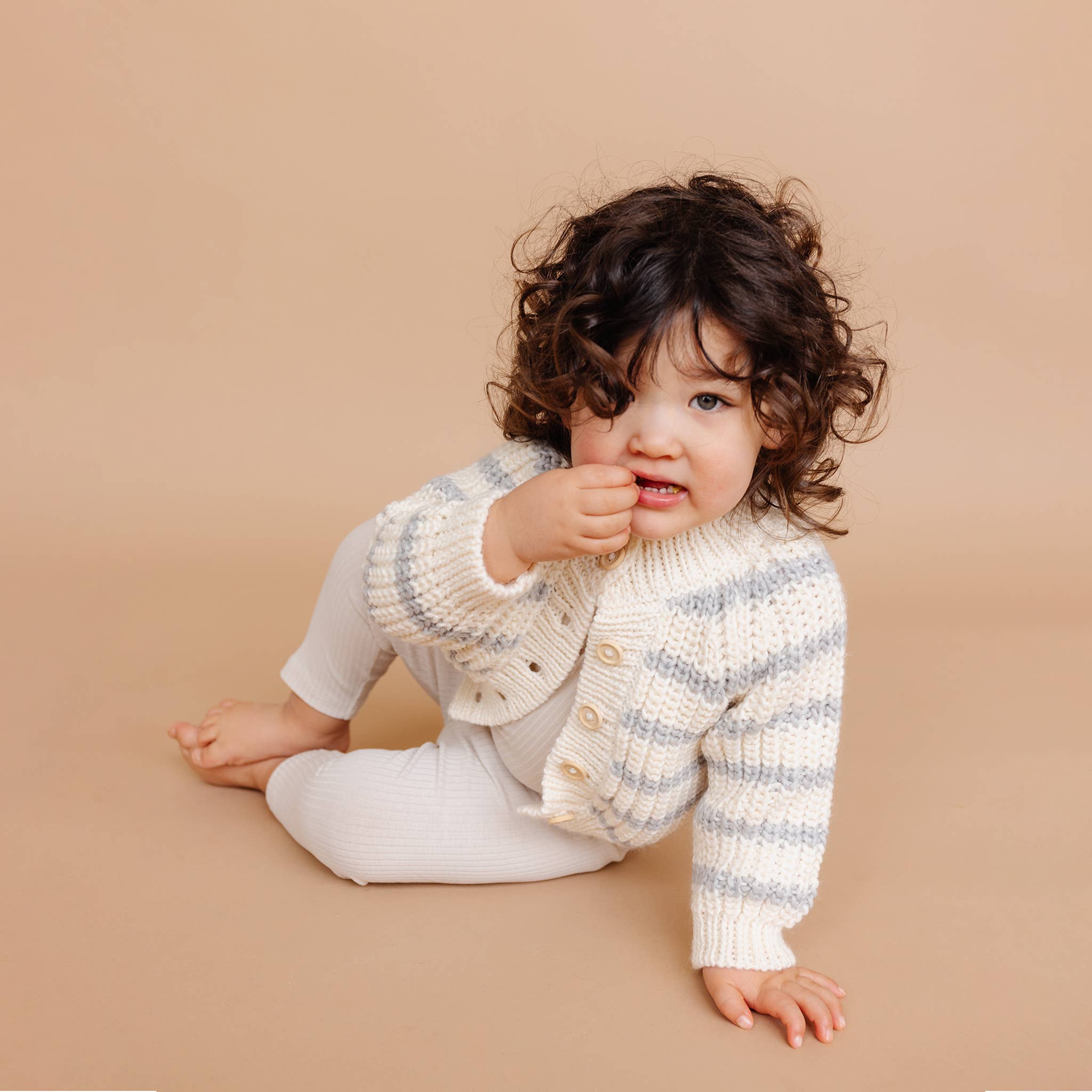 Rib Knit Stripe Cardigan, Bowie Grey Baby Kid Sweater Fall: NB 0-6m