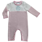 Seed Stitch Striped Cotton Onesie: Cream/Pink