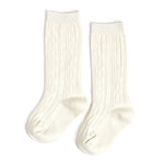 Ivory Cable Knit Knee High Socks: 0-6 MONTHS