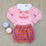 Isabelle's Intarsia Sweater - Sandpearl Pink with Pumpkin Face
