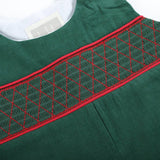 Green Christmas Smocked Overalls