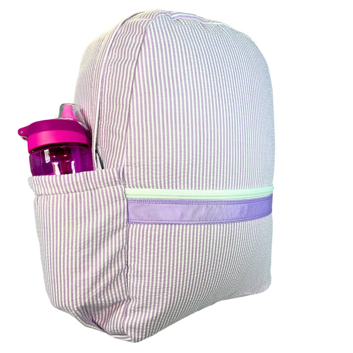 Lilac Seersucker Medium Backpack w/ Pocket