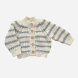 Rib Knit Stripe Cardigan, Bowie Grey Baby Kid Sweater Fall: NB 0-6m