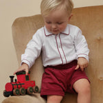 Dark Red Cord Short & Shirt Set