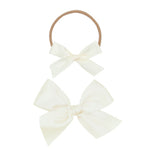 Satin Bow Alligator Clip - Cream