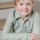 Finn Pima Cotton Long Sleeve Polo for Boys - Green Stripes