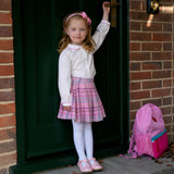 Pink Check Pleated Skirt