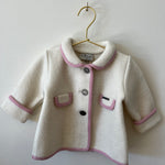 Collared Coat - Cream with Rose Piping