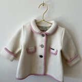 Collared Coat - Cream with Rose Piping