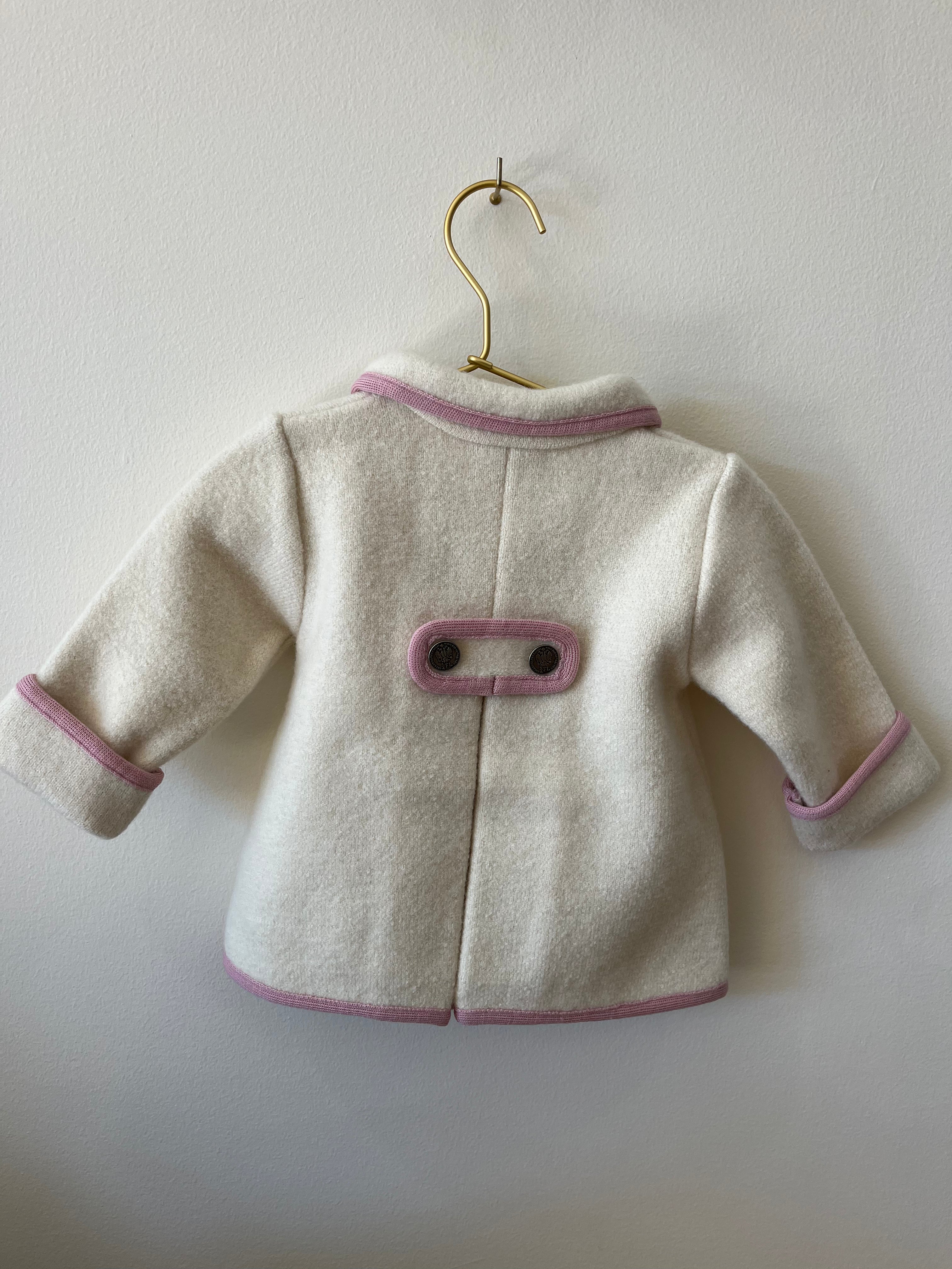 Collared Coat - Cream with Rose Piping