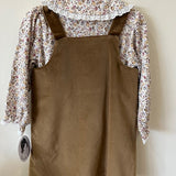 Velvet Jumper with Floral Blouse - Gold