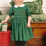 Olympe Green Smocked Christmas Dress