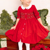 Olympe Red Holiday Smocked Dress