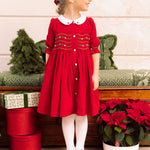 Olympe Red Holiday Smocked Dress