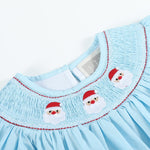 Blue Santa Smocked Bishop Dress