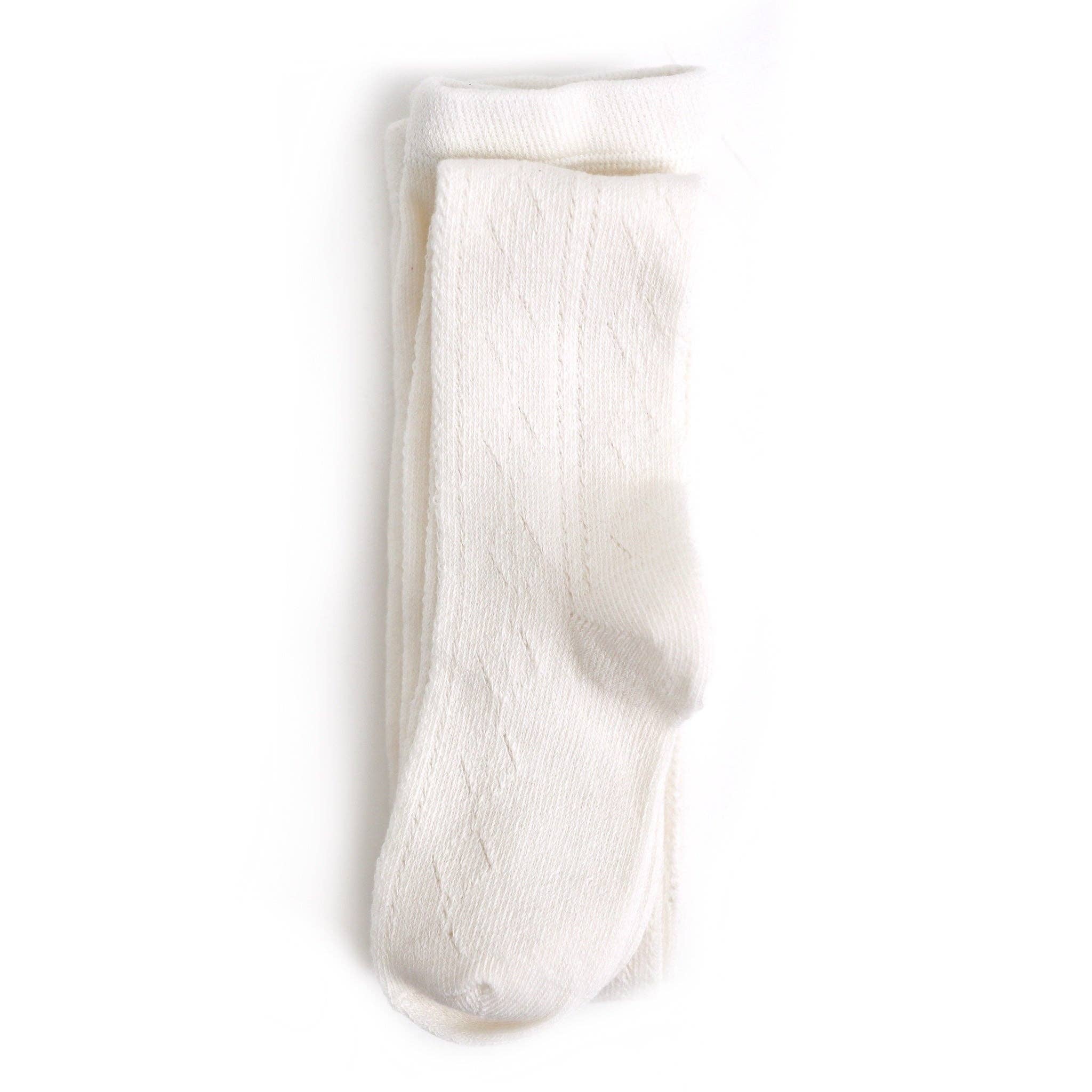 Fancy Knit Tights - Ivory: 3-4 YEARS