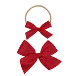 Satin Bow Sash Clip and Headband - Ruby Red Alligator Clip and Hair Accessory