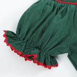 Green Christmas Mistletoe Smocked Bishop Dress