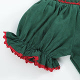 Green Christmas Mistletoe Smocked Bishop Dress
