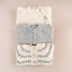 Rib Knit Stripe Cardigan, Bowie Grey Baby Kid Sweater Fall: NB 0-6m