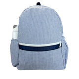 Navy Seersucker Medium Backpack w/ Pocket | Mint