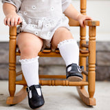 White Lace Top Knee High Socks