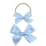 Satin Bow - French Blue Sash Clip with Alligator Clip