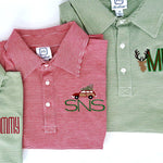Finn Pima Cotton Long Sleeve Polo for Boys - Green Stripes