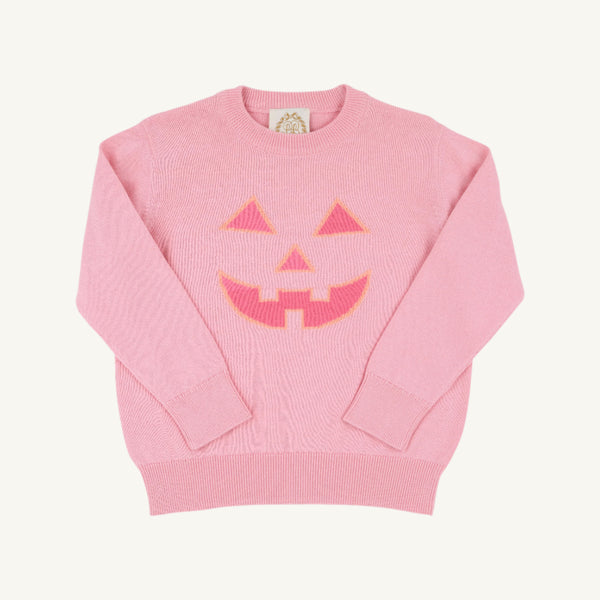 Isabelle's Intarsia Sweater - Sandpearl Pink with Pumpkin Face