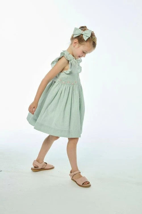 Lolyne Smocked Dress - Mint Linen