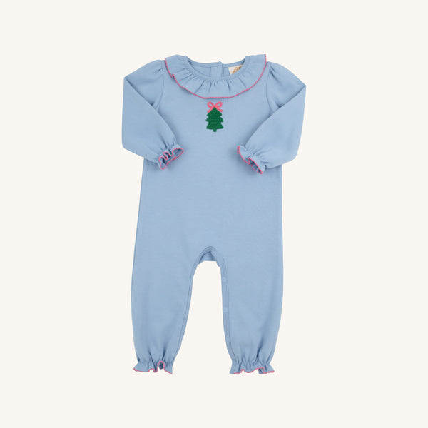 LS Ramona Ruffle Romper - Christmas Tree