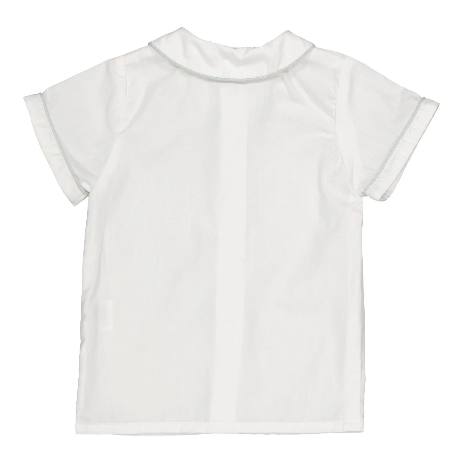 Lucien Shirt - White Poplin with Mint Piping