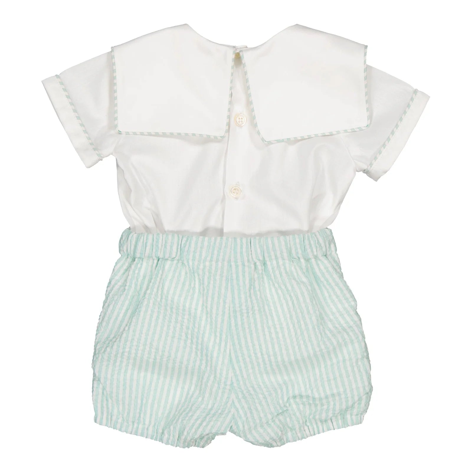 Robinson Set - White Poplin and Aqua Seersucker