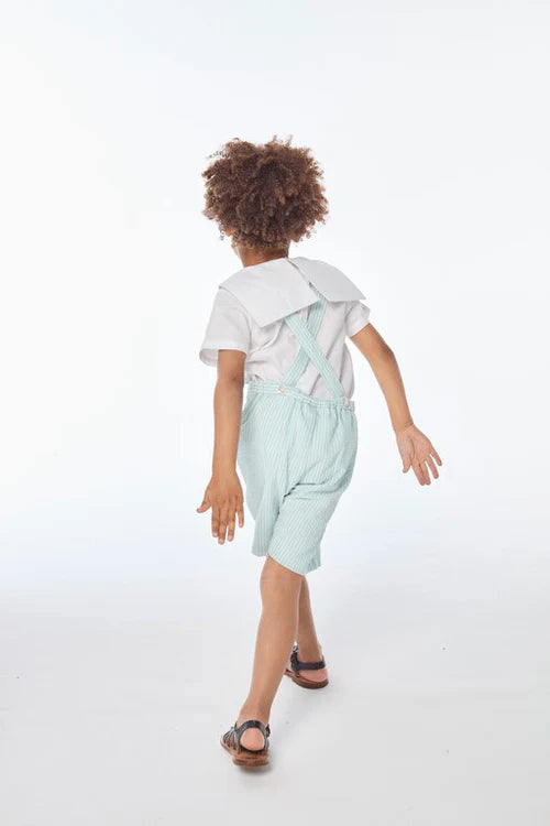 Silene Dungarees - Aqua Seersucker