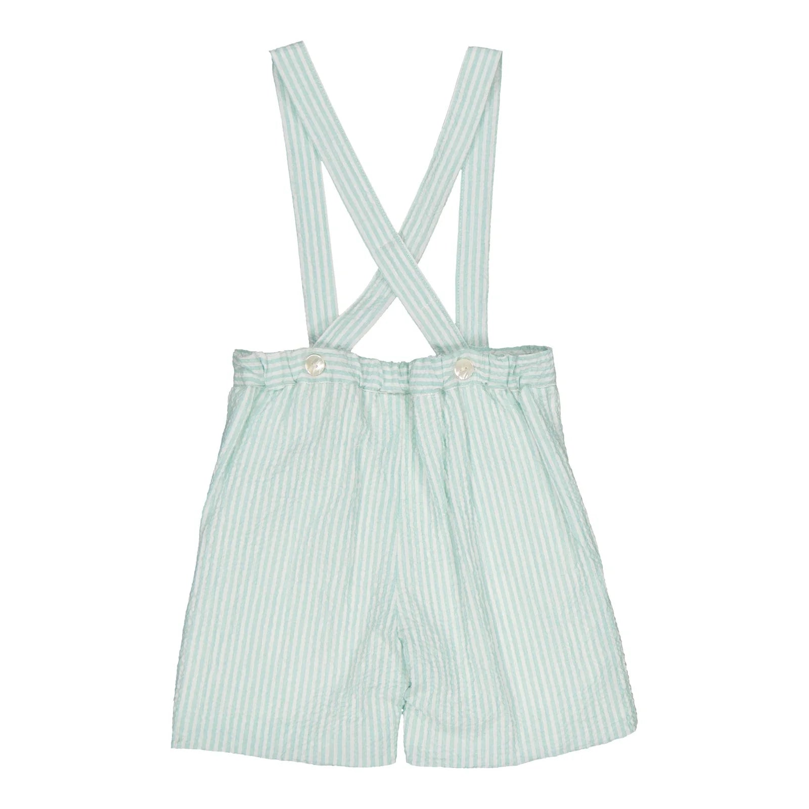 Silene Dungarees - Aqua Seersucker
