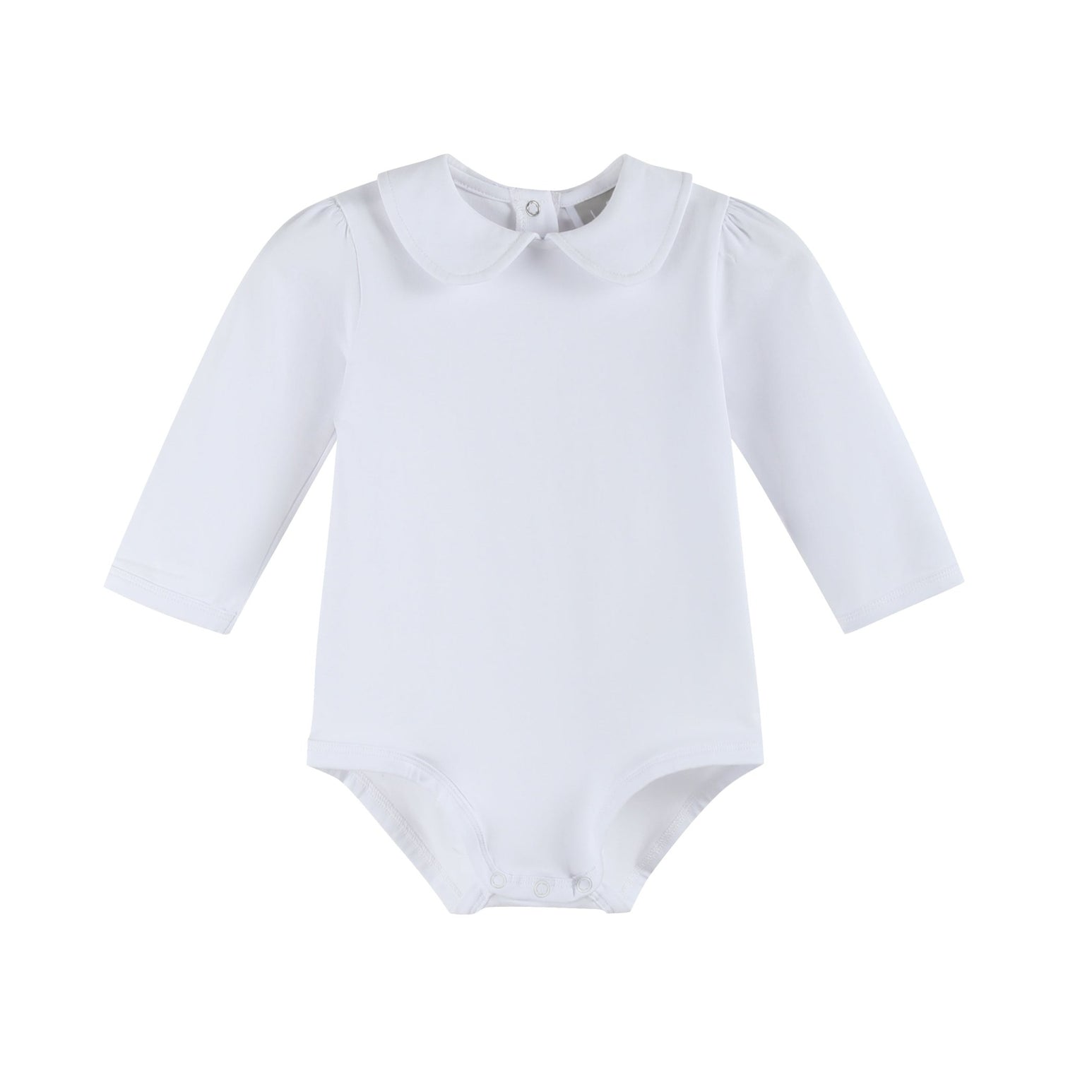 White Collared Unisex Long Sleeve Onesie