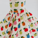3/4 Sleeve Twirl Dress in Colorful Apples