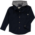 Erin Navy Cord Woven Hooded Shirt
