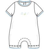Tiny Tee Time Light Blue Embroidered Short Playsuit