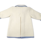 Double Breasted Coat - Cream with Light Blue Piping