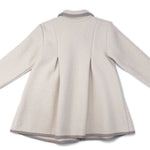 Inverted Pleat Coat - Ecru with Grey Piping