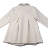 Inverted Pleat Coat - Ecru with Grey Piping