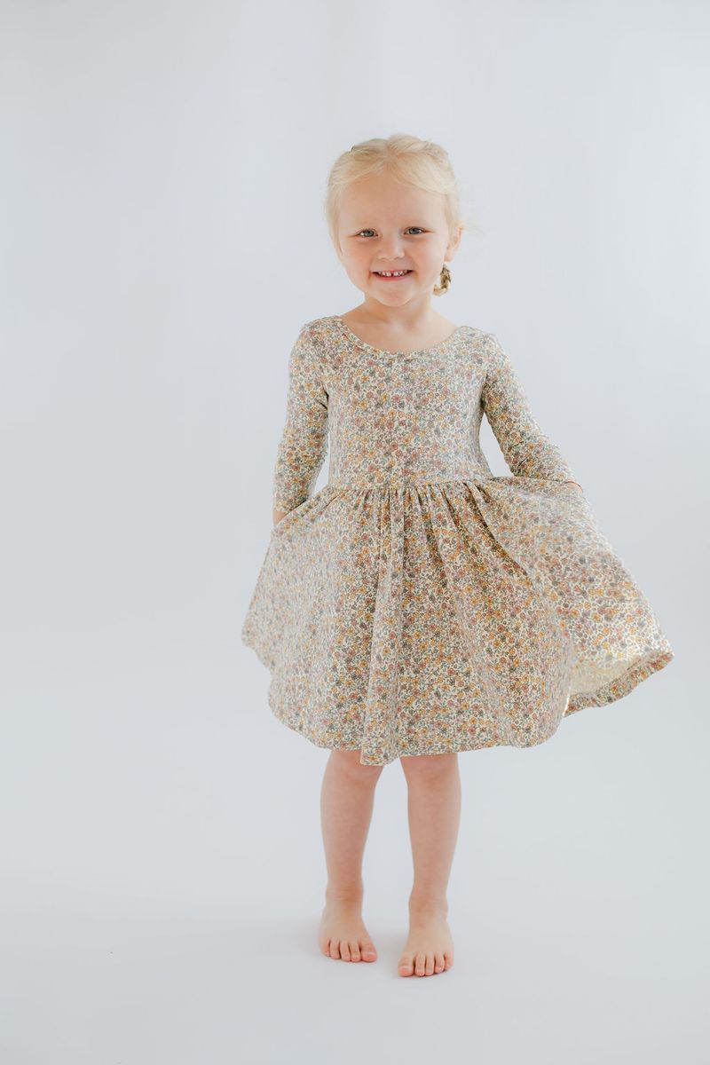 3/4 Sleeve Twirl Dress in Bella Brown
